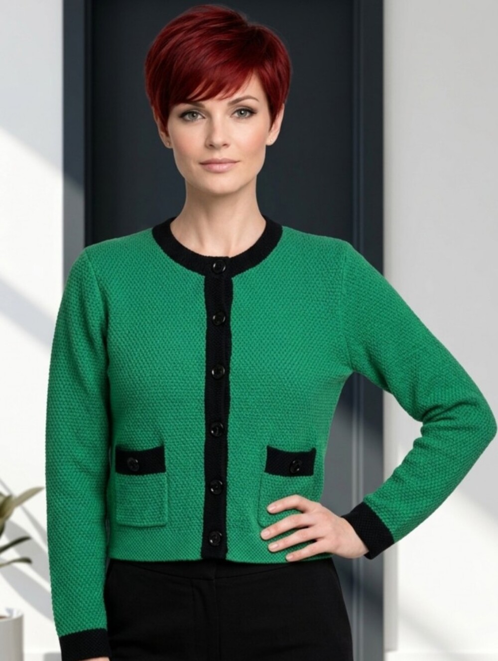 🩵NWT Green & Blue Knit Buttoned Front Long Sleeve Sweater Medium